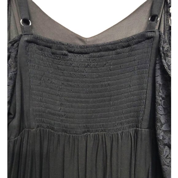 Torrid 2 Black Challis Cold Shoulder Lace Sleeve Hi-Lo Dress 2X 18 20 - Picture 9 of 14